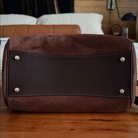 Coach Large Rowan Dark Brown Suede Satchel - Picture 6 of 8